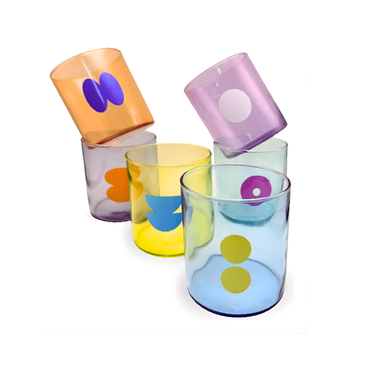 Vasos Rio Bubble Toy de vidrio multicolor con burbujas de color y diseño chunky