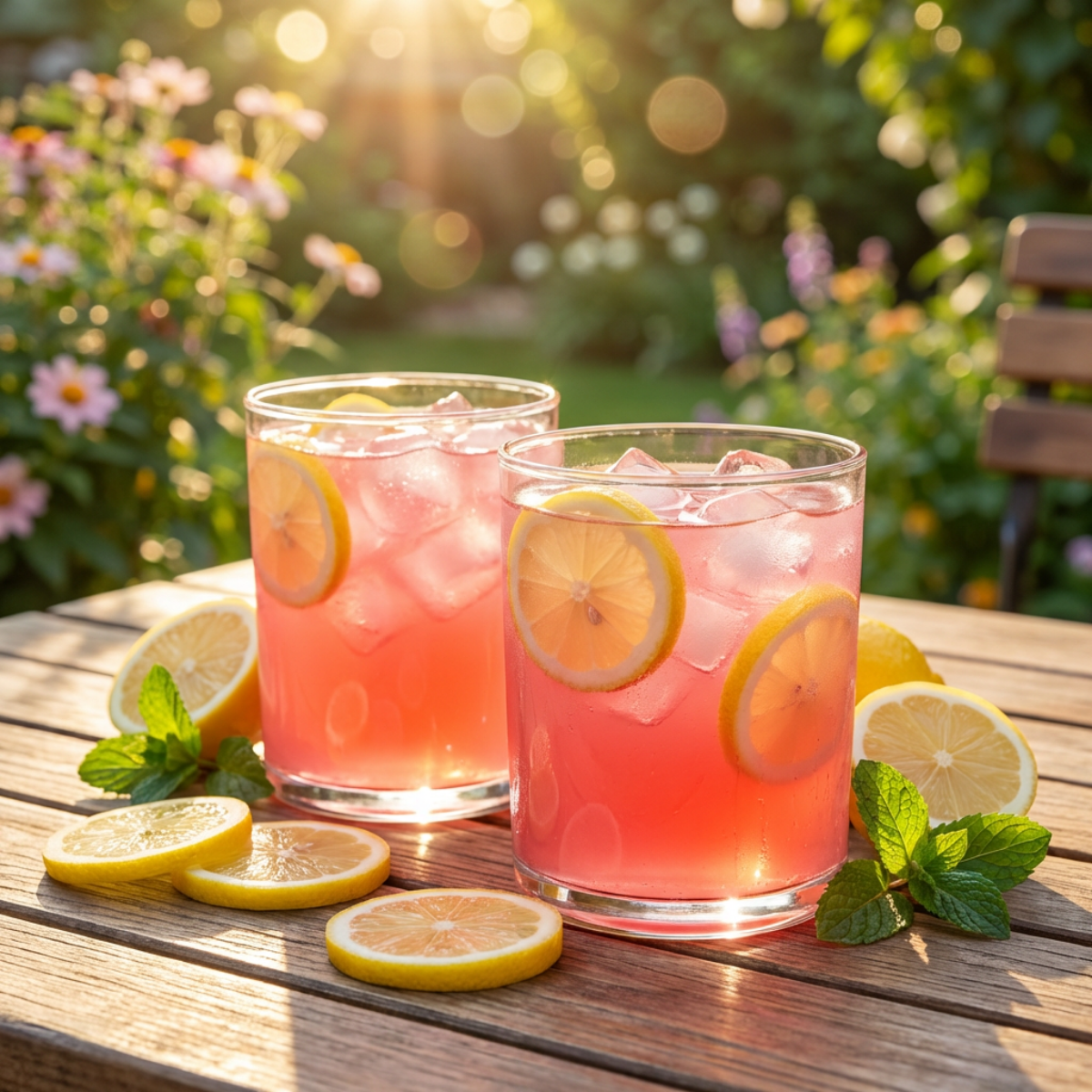 Vasos Rio de vidrio utilizados para refrescos en mesa exterior