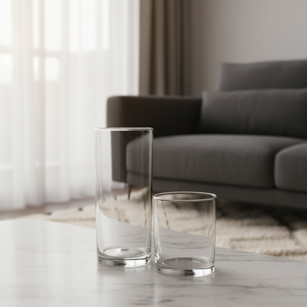 Vasos Rio de vidrio en formato rocks y bebidas con diseño contemporáneo