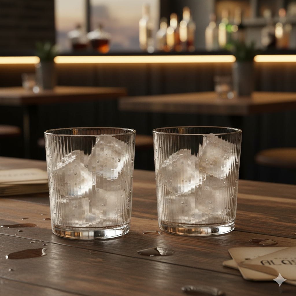 Vasos Some Lines de vidrio con bebidas servidas con hielo