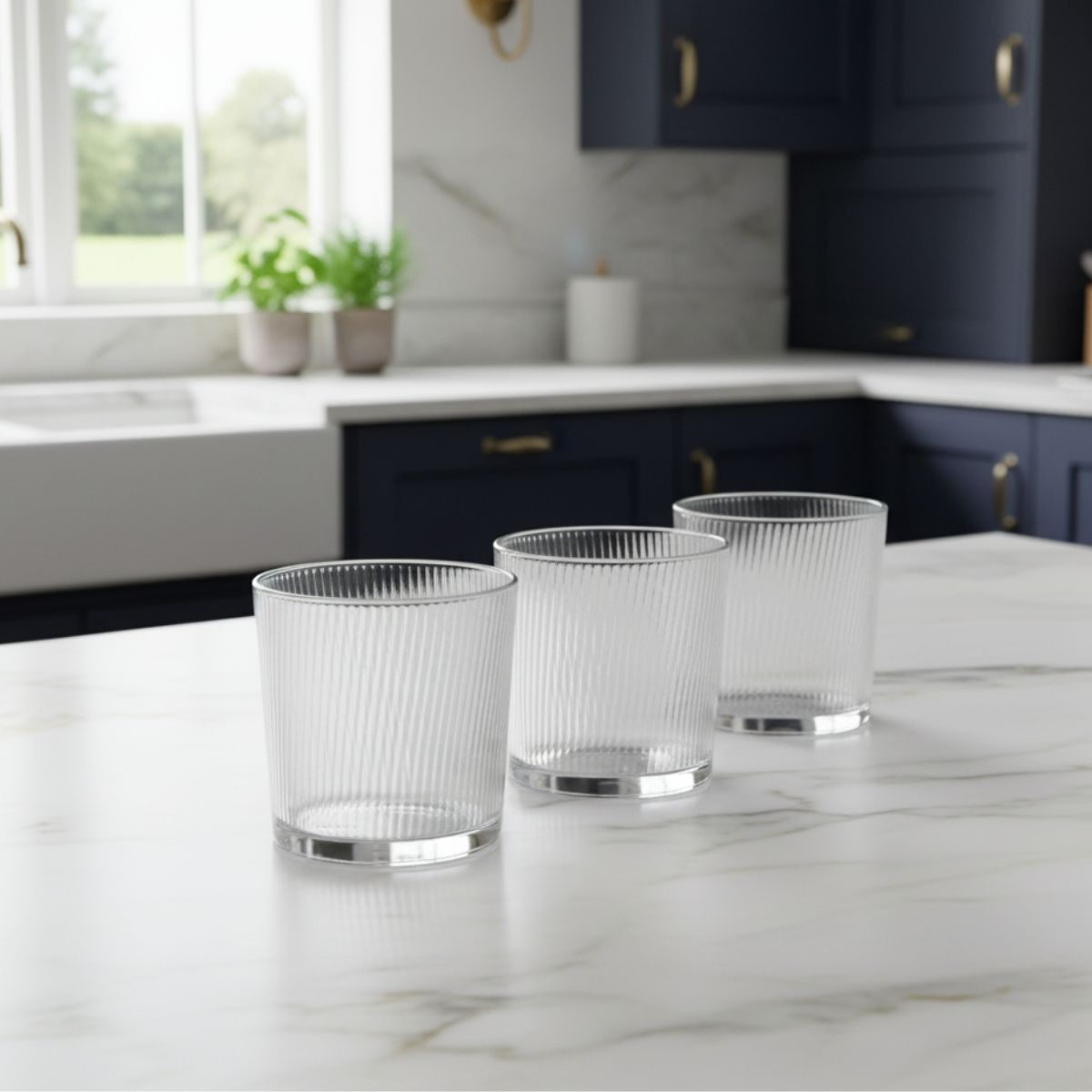 Juego de vasos Some Lines de vidrio para uso diario en cocina