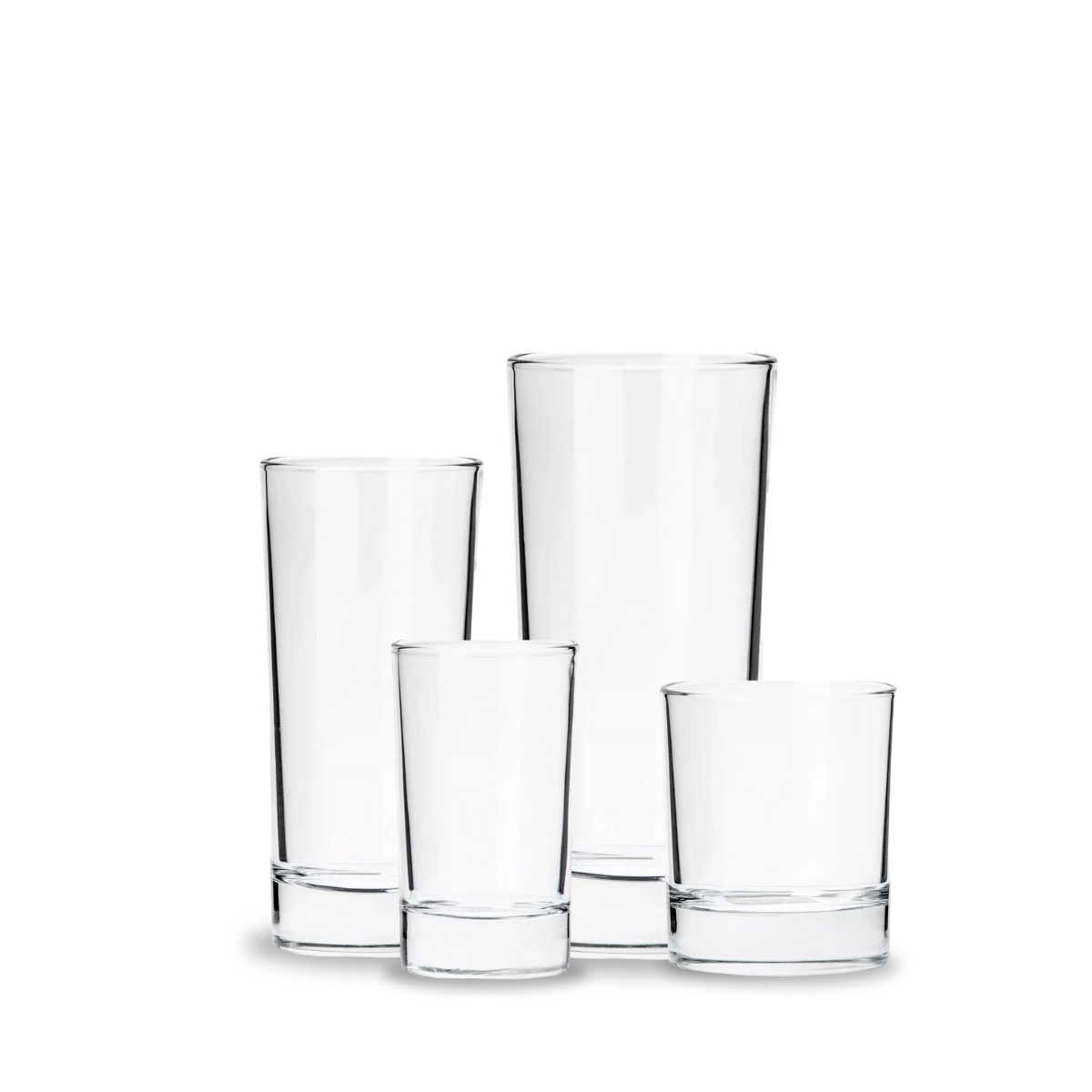 Juego de vasos Stelvio de vidrio en varias capacidades con diseño moderno y transparente