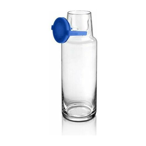 "Fenice" Botella de Vidrio de 1lt con tapa azul.