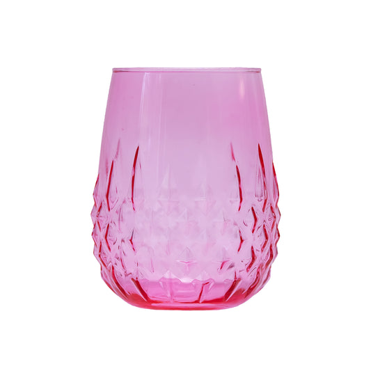 "Gaudi Colors" Vintage Juego De 6 Vasos De Vidrio Pintado Rosa.