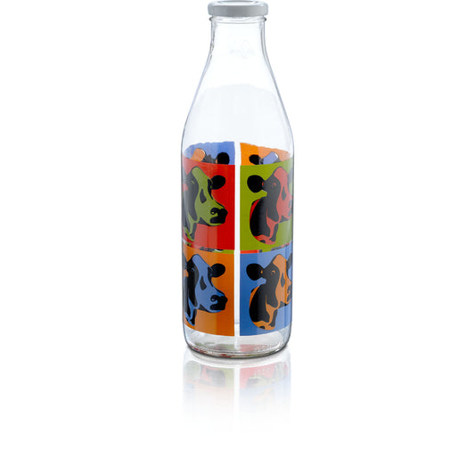 "Sirio"Botella De Vidrio Decorada De 1.1lt Andy Cow