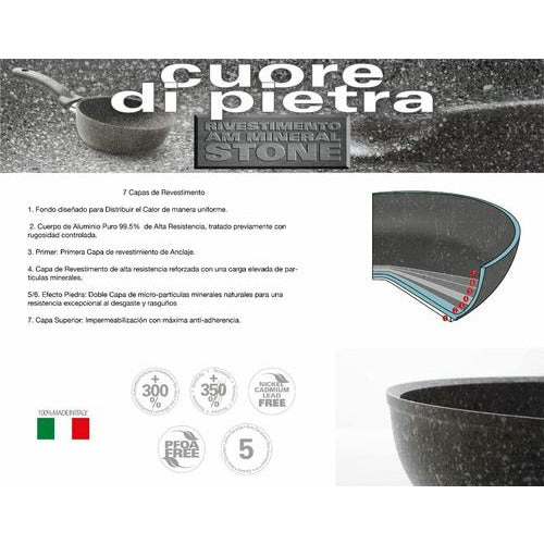 Cuore Di Pietra - Set 2 Sartenes de Granito Antiadherente 24 cm y 26 cm
